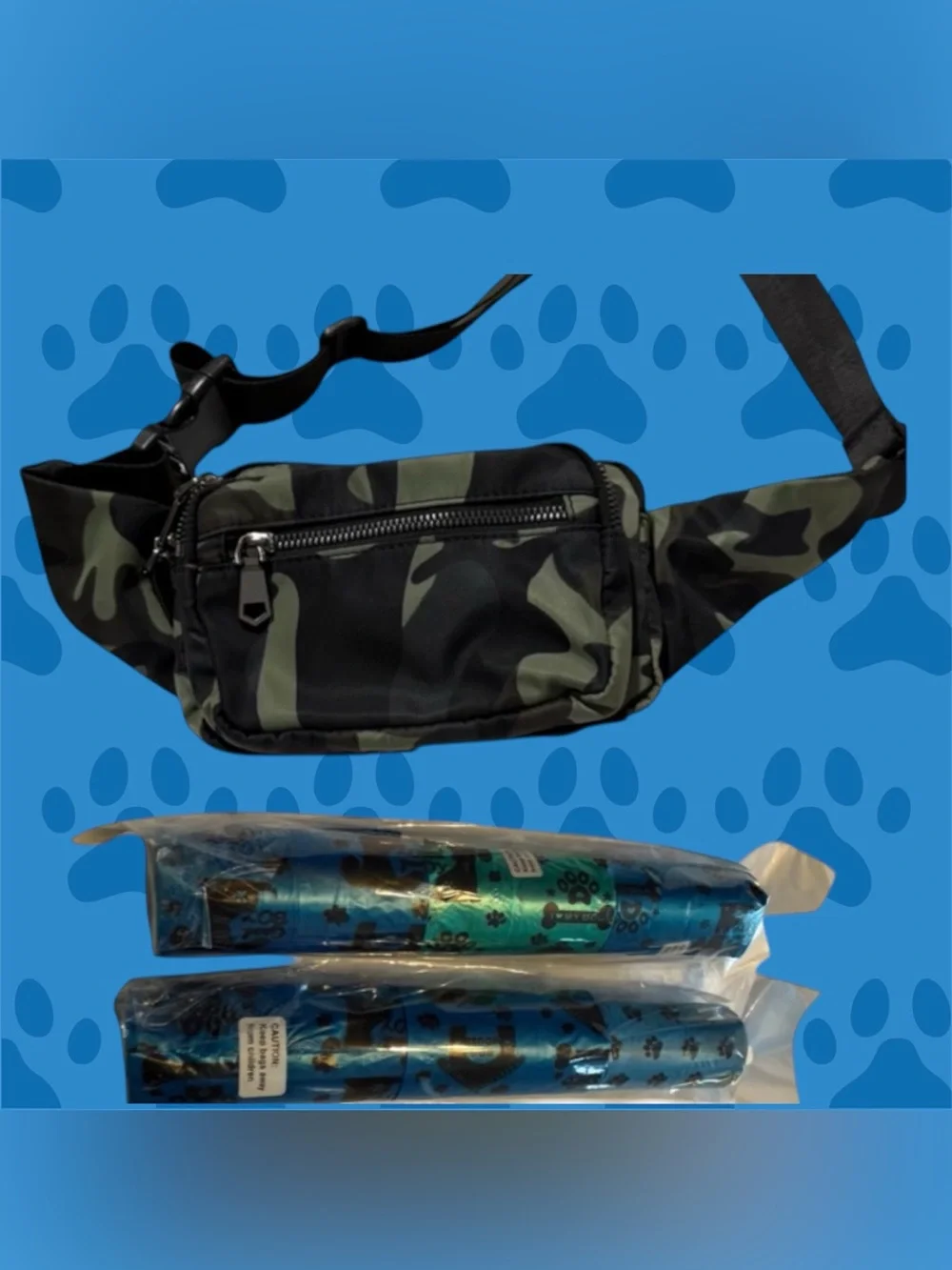 Camo Fanny Pack + Dog Poop Bag Dispenser Set | Hands-Free Dog Walking Essentials